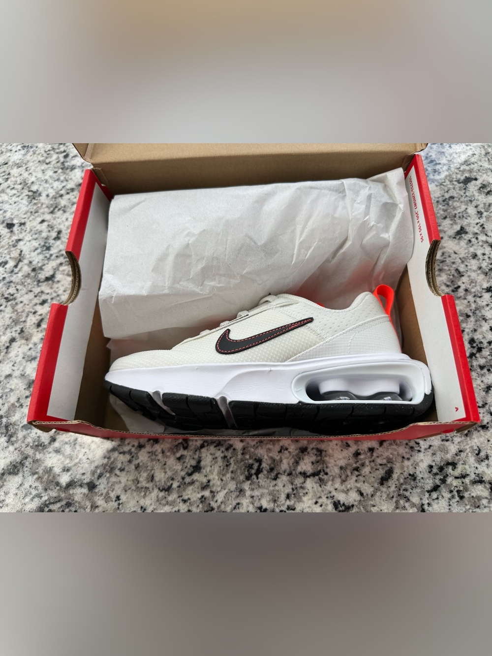 Nike air max Kids White Sneakers with Black Swoosh and Red Stitching